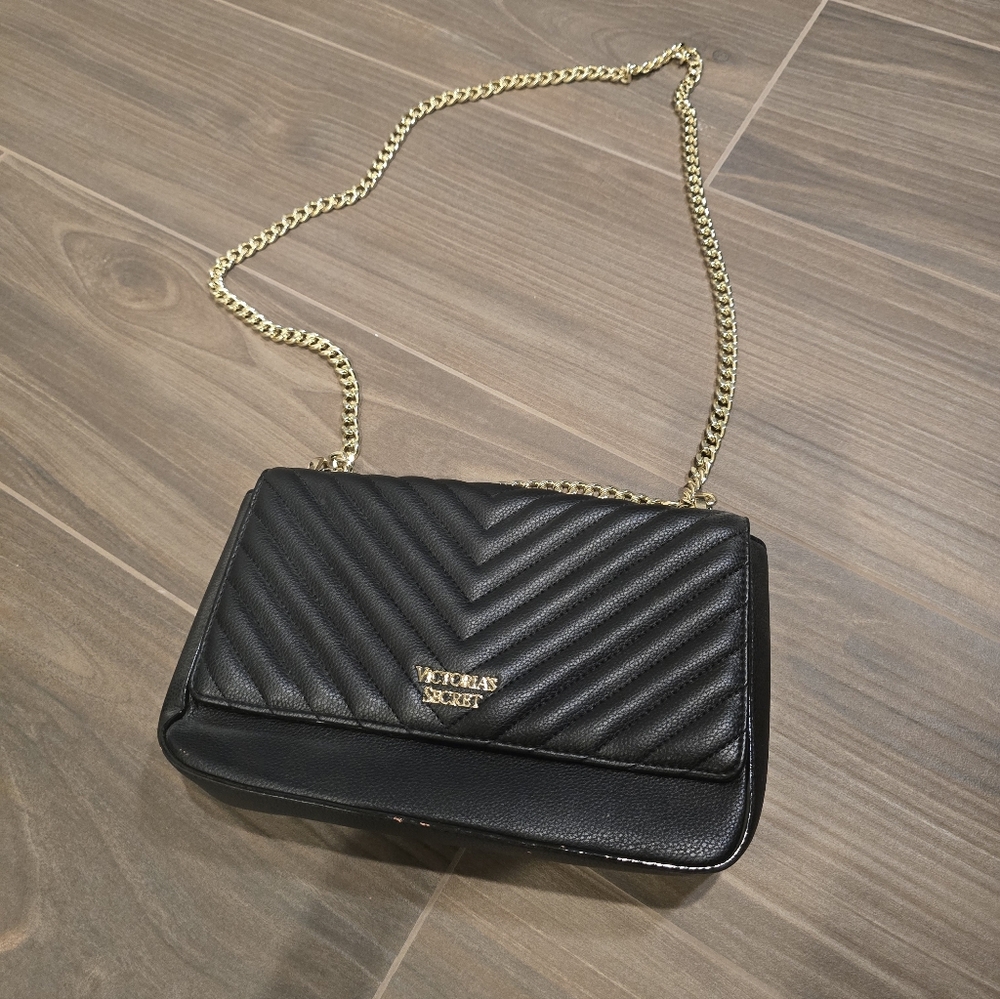 Victoria's Secret Black and Gold Crossbody Bag